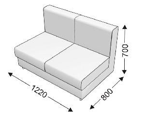 Диванная секция двойная без подлокотников Диванная секция двойная без подлокотников