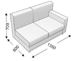 Диванная секция двойная с 1 подлокотником (левым) Диванная секция двойная с 1 подлокотником (левым)