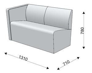 Диванная секция двойная с 1 подлокотником правым Диванная секция двойная с 1 подлокотником правым