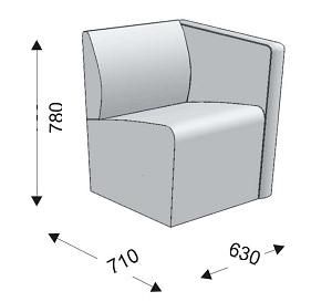 Кресельная секция с 1 подлокотником левым Кресельная секция с 1 подлокотником левым