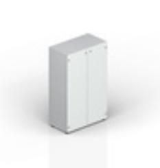 Шкаф 80х44х118см для документов (2 белые матовые стеклянные двери, 2 полки, ручки - хром) EMMS564BL