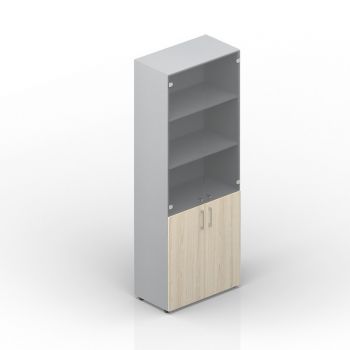 Шкаф для документов (2 двери+2 стеклянные тонированные двери, 4 полки, ручки - хром) EMHS834TN