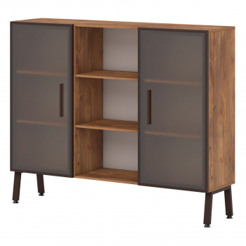 Стеллаж, 9 полок с 2 стеклянными дверьми Т-614