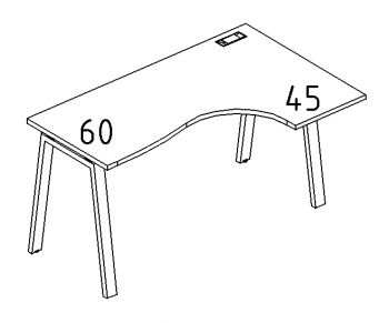 Стол эргономичный правый Классика на металлокаркасе TRE