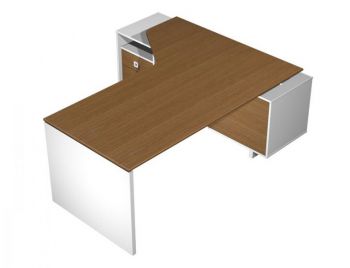 Стол руководителя эргономичный левый на опорной тумбе с ящиками ВТ 138-1 БН 