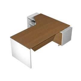 Стол руководителя эргономичный левый с экраном на опорной тумбе ВТ 138-2 БН