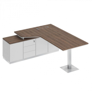 Стол руководителя эргономичный на опорной тумбе левый СИ 113 СИ 113