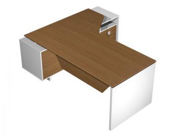 Стол руководителя эргономичный правый с экраном на опорной тумбе с ящиками ВТ 139 БН
