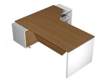 Стол руководителя эргономичный правый с экраном на опорной тумбе ВТ 139-2 БН