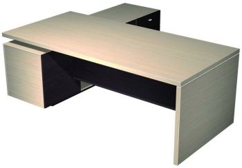 Стол руководителя с лотком экраном и с опорной тумбой правой 139