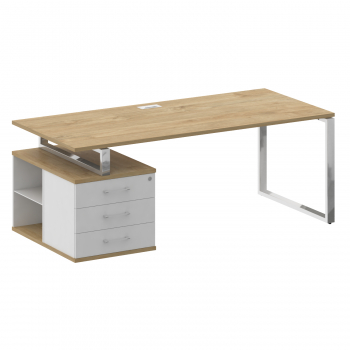 Стол руководителя с опорной тумбой, левый