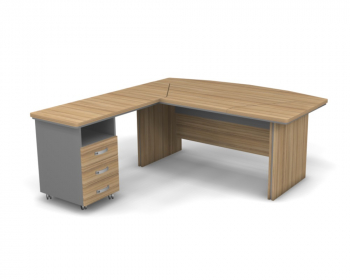 Стол руководителя угловой с тумбой, левый 7#75528