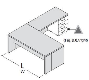 Стол с приставкой под тумбу, правый 155035