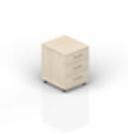 Тумба мобильная (3 ящика, усиленные колёсные опоры, ручки - хром) EMP3S