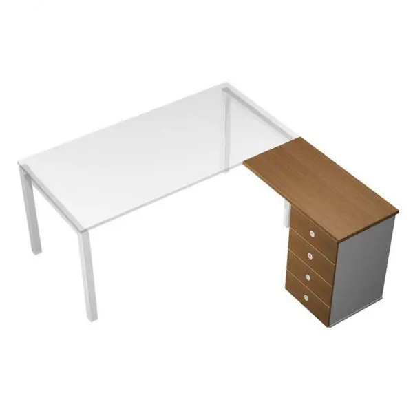 Брифинг-приставка с тумбой 4-ящичной с центральным замком левая/правая КВ 252. Фото 1