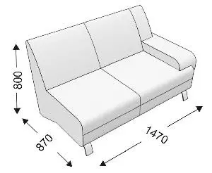 Диванная секция двойная с 1 подлокотником (левым) KLERK-5. Фото 1