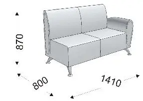 Диванная секция двойная с 1 подлокотником левым KLERK-11. Фото 1