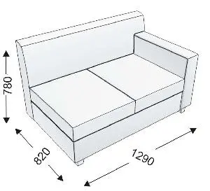 Диванная секция двойная с 1 подлокотником левым NEON. Фото 1