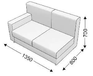 Диванная секция двойная с 1 подлокотником (правым) KLERK-3. Фото 1