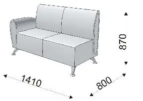 Диванная секция двойная с 1 подлокотником правым KLERK-11. Фото 1