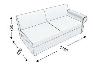 Диванная секция тройная с 1 подлокотником левым BEKER. Фото 1