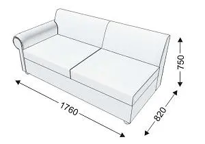 Диванная секция тройная с 1 подлокотником правым BEKER. Фото 1