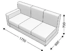 Диванная секция тройная с 1 подлокотником (правым) KLERK-3. Фото 1