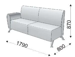 Диванная секция тройная с 1 подлокотником правым KLERK-11. Фото 1