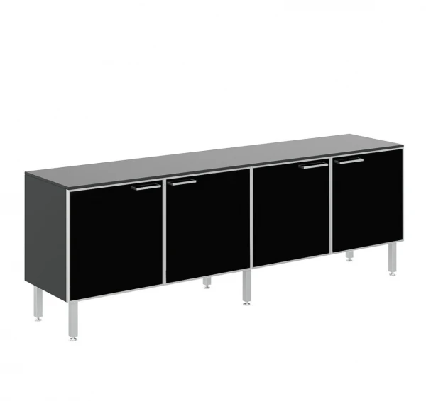 Греденция TETTO H.67 black glass doors, top BLACK. Фото 1