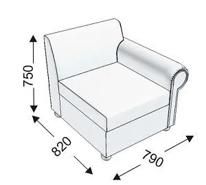 Кресельная секция с 1 подлокотником левым BEKER. Фото 1