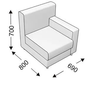 Кресельная секция с 1 подлокотником (левым) KLERK-3. Фото 1