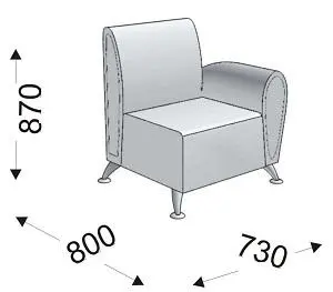 Кресельная секция с 1 подлокотником левым KLERK-11. Фото 1