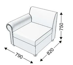 Кресельная секция с 1 подлокотником правым BEKER. Фото 1