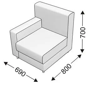 Кресельная секция с 1 подлокотником (правым) KLERK-3. Фото 1
