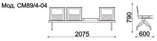 Секция 4-х местная, каркас - Серебристый металлик Эмигрант+ (4-х местн.). Фото 1