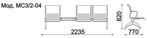 Секция 4-х местная, каркас - Серебристый металлик Круиз БП (4-х местн.). Фото 1
