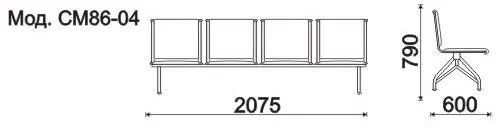 Секция 4-х местная, каркас - Серебристый металлик Тайм (4-х местн.). Фото 1