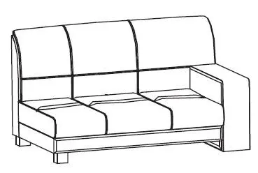 Секция двухместная правая (полнокожное изделие) Диван  Леонардо Энгл - 2R п/к. Фото 1