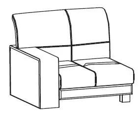 Секция одноместная левая (полнокожное изделие) Диван Леонардо Энгл-1L п/к. Фото 1