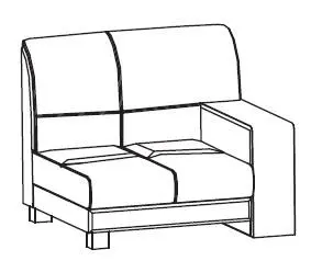 Секция одноместная правая (подлокотники - шпон, цвет - палисандр) Диван Леонардо Энгл 1R DS-3 (ТА05). Фото 1