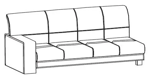 Секция трехместная левая (подлокотники - шпон, цвет - палисандр) Диван  Леонардо Энгл- 3L DS-3 (ТА05). Фото 1