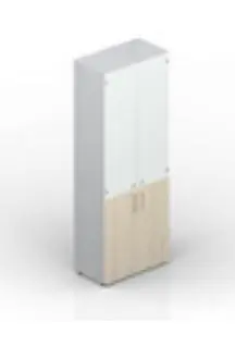 Шкаф 80х44х195см для документов (2 двери+2 белые матовые стеклянные двери, 4 полки, ручки - хром) EMHS834BL. Фото 1