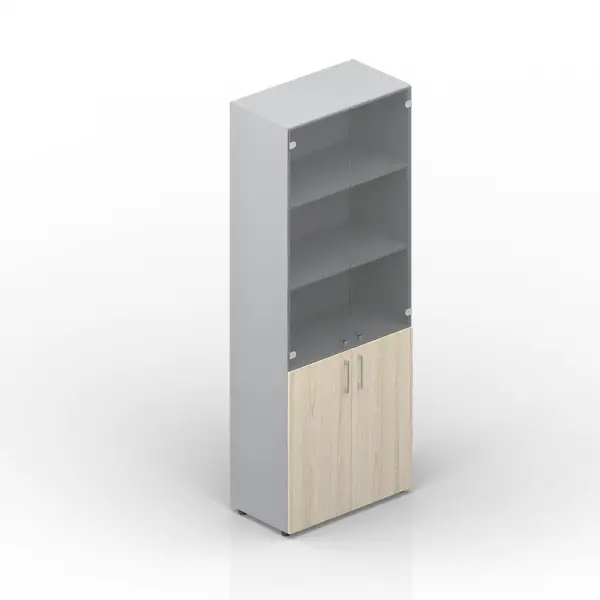 Шкаф для документов (2 двери+2 стеклянные тонированные двери, 4 полки, ручки - хром) EMHS834TN. Фото 1