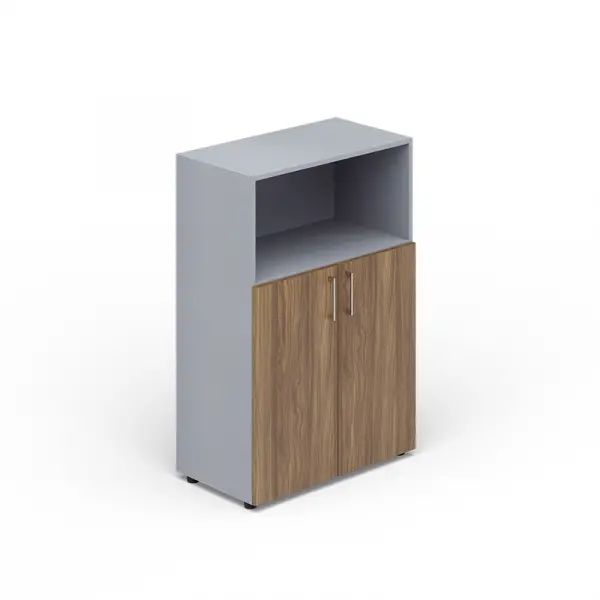 Шкаф для документов (2 двери+ниша, 2 полки, ручки - хром) EMMS568. Фото 1