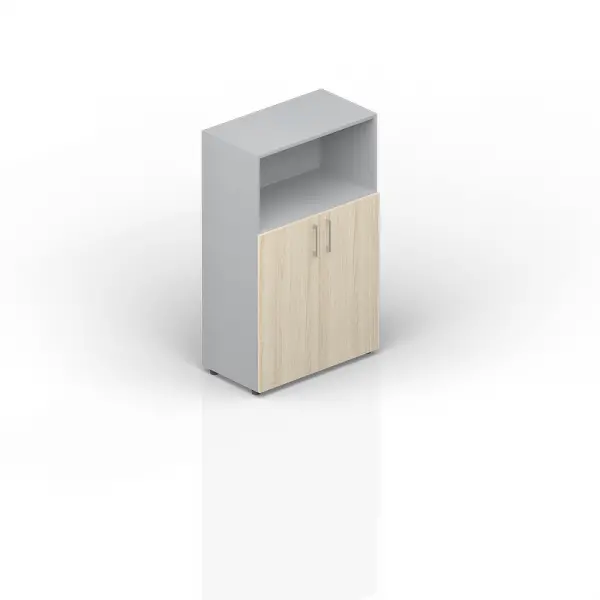 Шкаф для документов (2 двери+ниша, 2 полки, ручки - хром) EMMS568. Фото 1