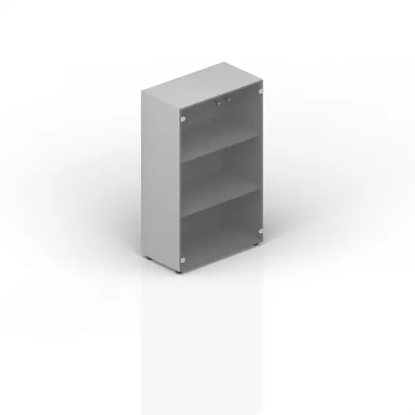 Шкаф для документов (2 стеклянные тонированные двери, 2 полки, ручки - хром) EMMS564TN. Фото 1