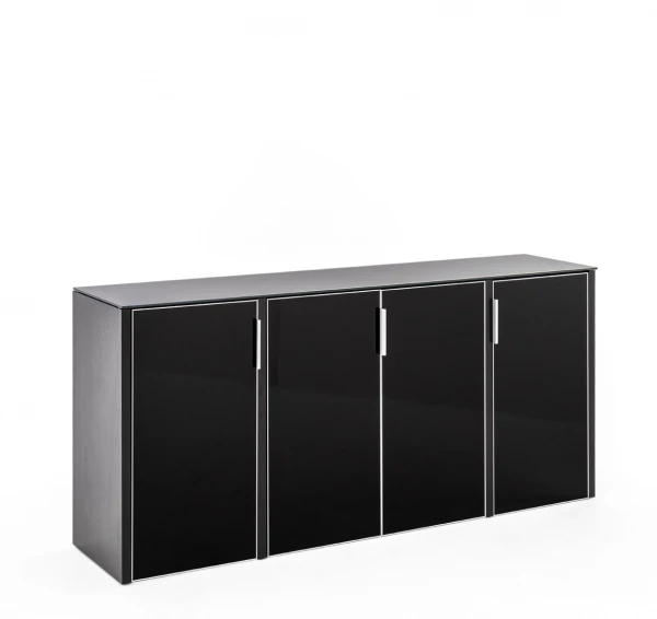 Шкаф низкий 4 двери CRE4/899 BLACK GLASS. Фото 1