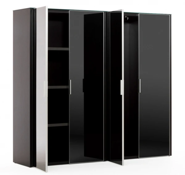 Шкаф+Гардероб LIB4/899 + LIBW/899 + LIBSH/899 BLACK GLASS. Фото 1