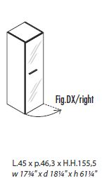 Шкаф средний с цветным стеклом левый