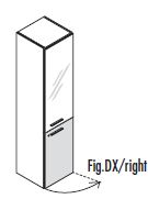 Шкаф высокий правый, стеклянная дверь (цветное стекло)